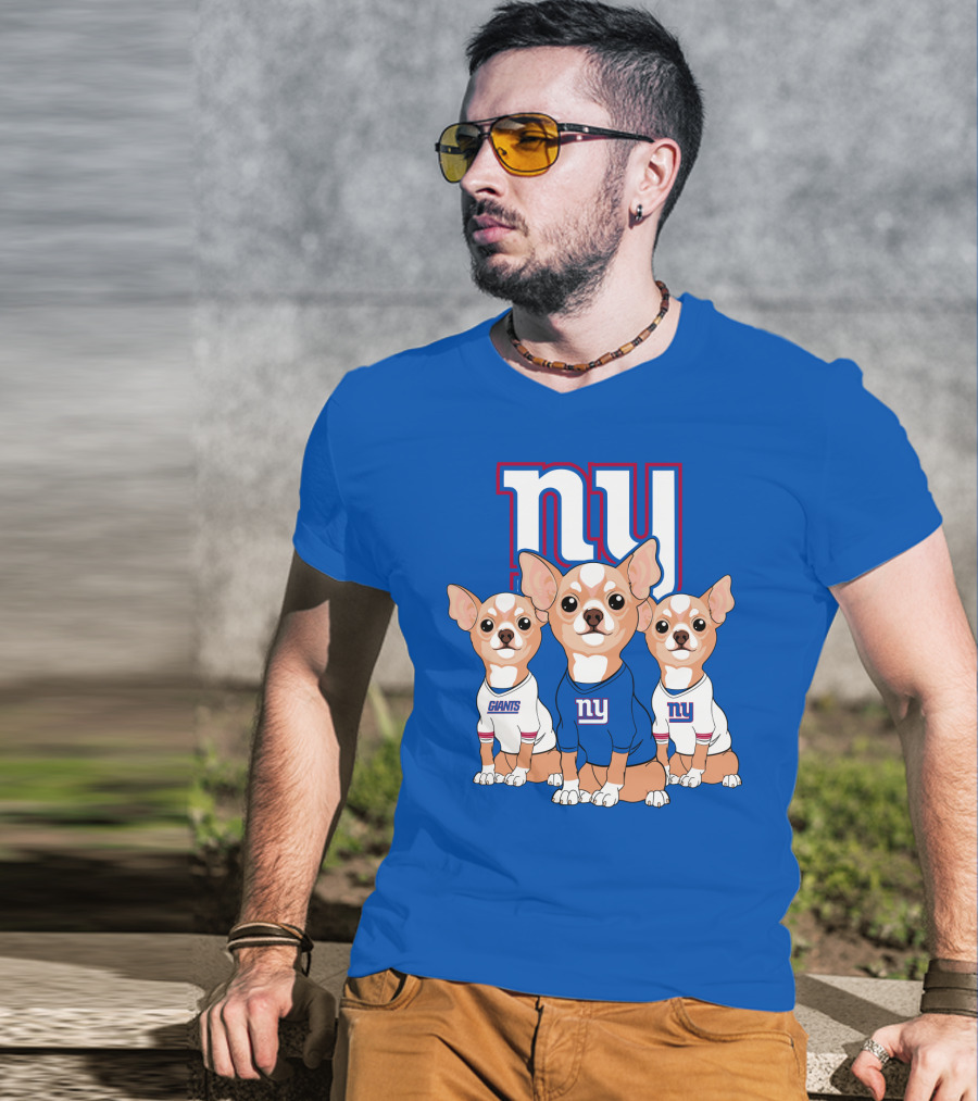 New York Giants Chihuahua Trio T-Shirt