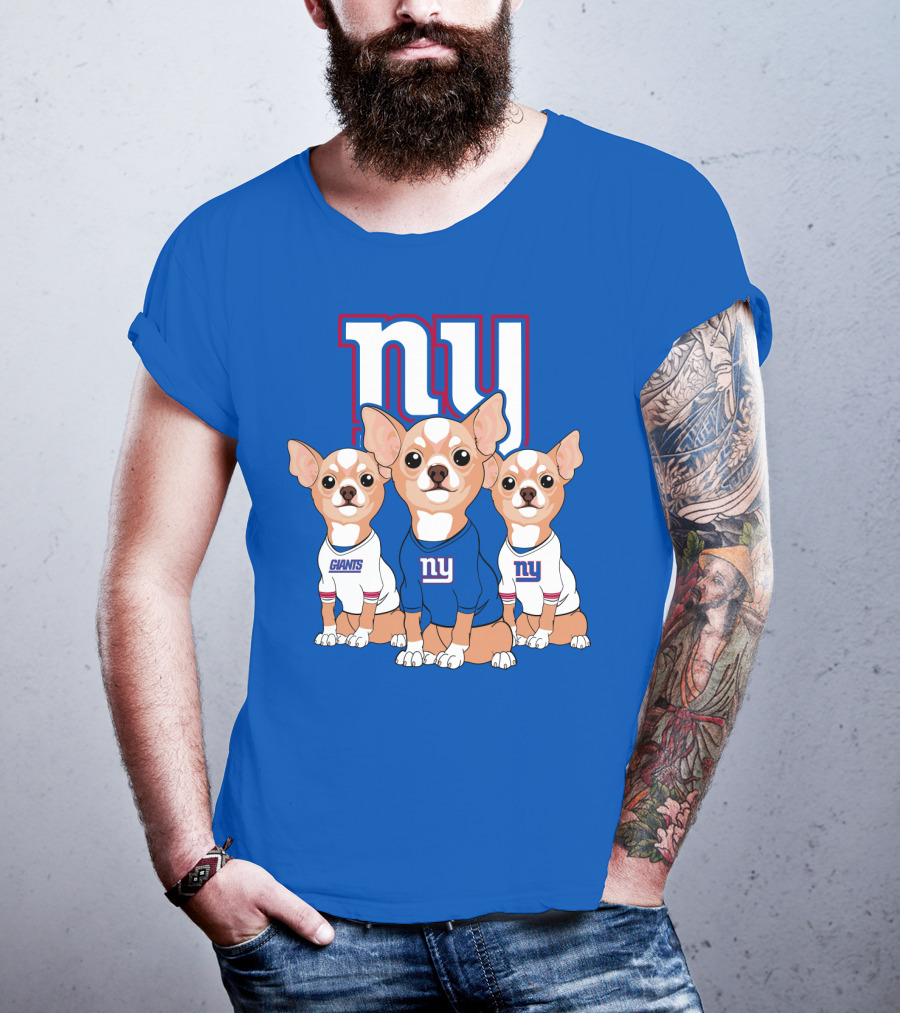 New York Giants Chihuahua Trio T-Shirt