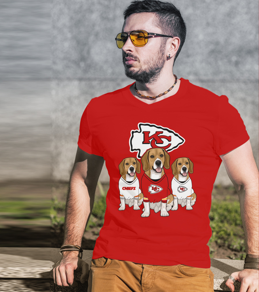 Kc Chiefs Beagle Trio Dogs T-Shirt