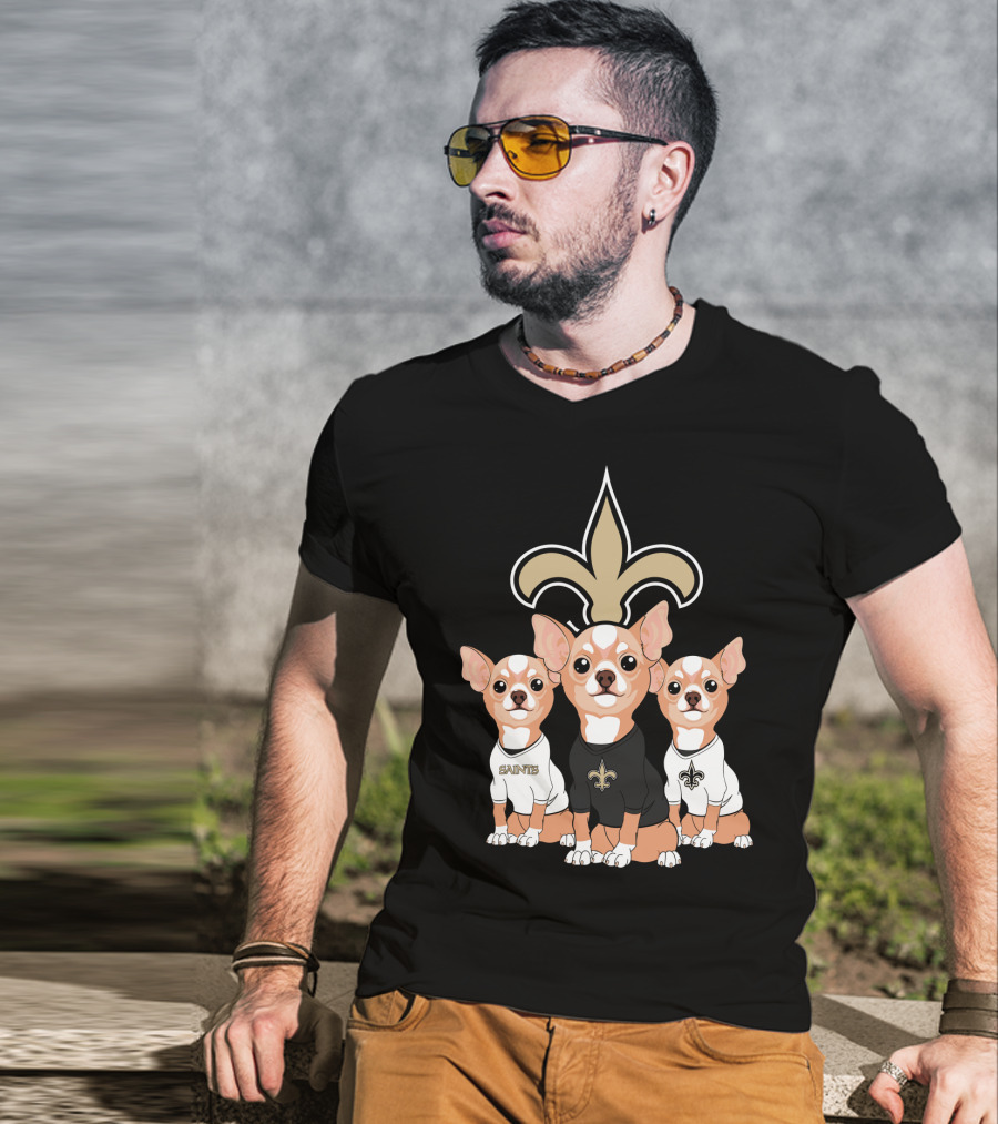  New Orleans Saints Chihuahua Trio T-Shirt