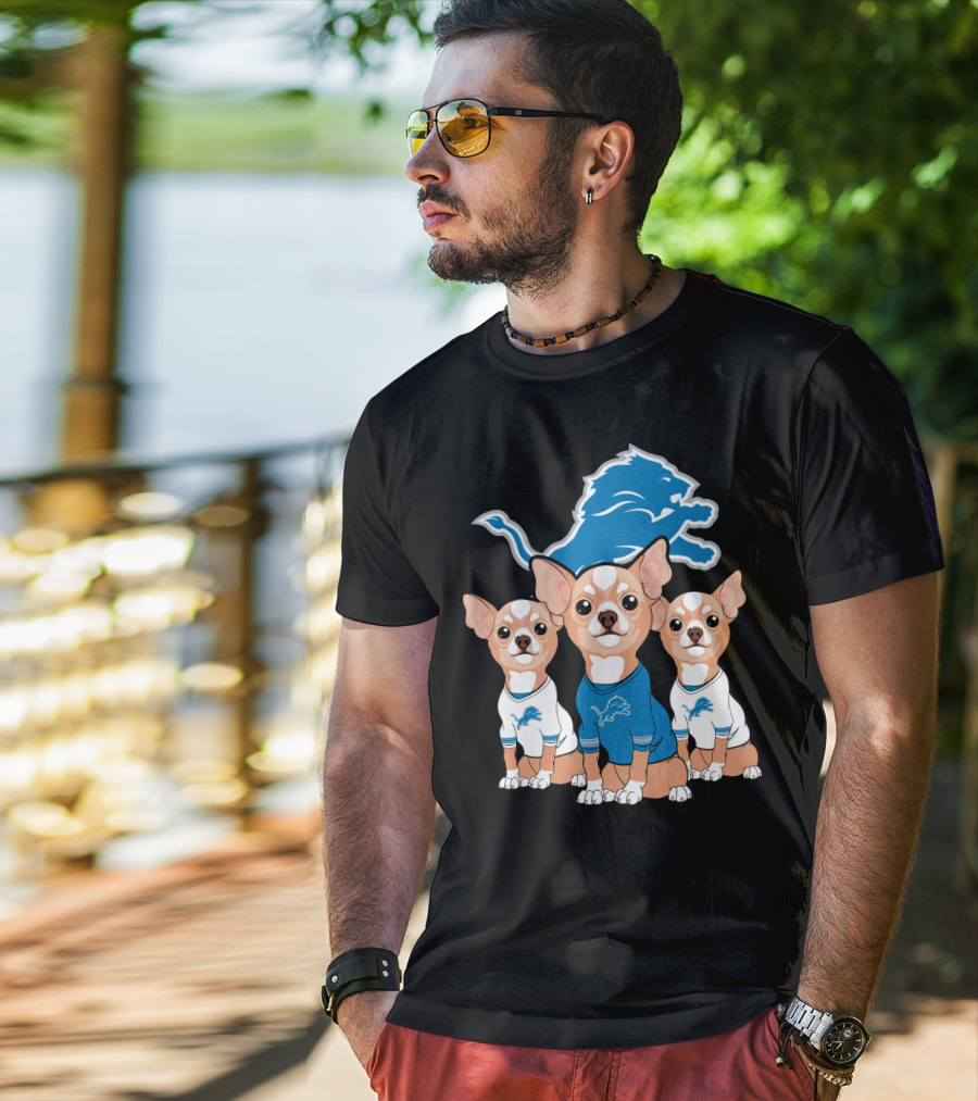 Detroit Lions Chihuahua Trio T-Shirt
