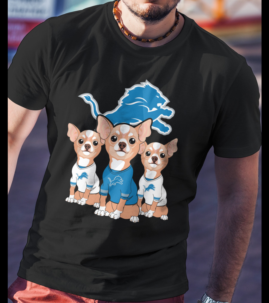 Detroit Lions Chihuahua Trio T-Shirt