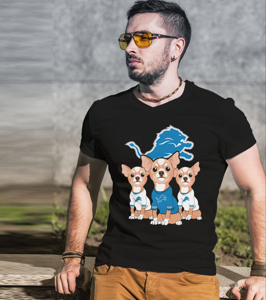 Detroit Lions Chihuahua Trio T-Shirt