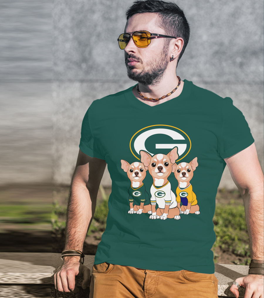 Green Bay Packers Chihuahua Trio T-Shirt