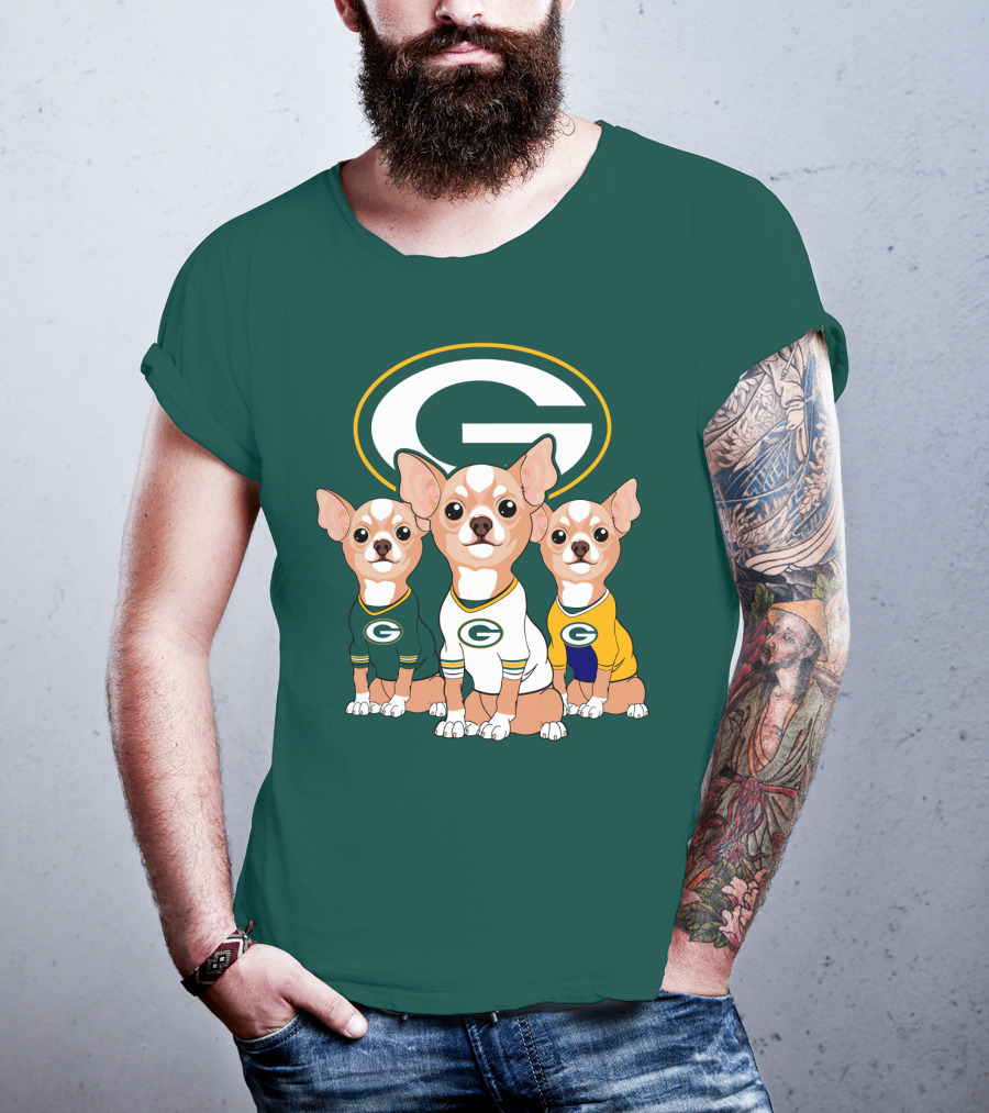 Green Bay Packers Chihuahua Trio T-Shirt