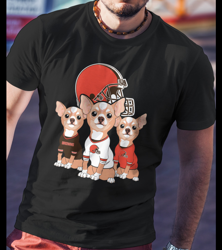 Browns Football Chihuahua Trio T-Shirt