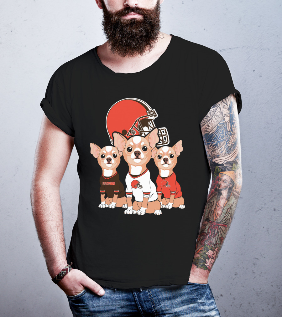 Browns Football Chihuahua Trio T-Shirt