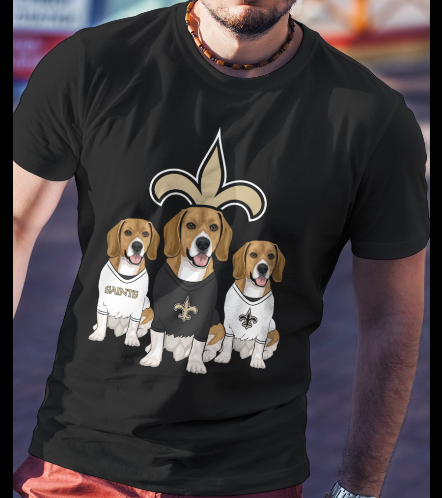 Saints Beagle Trio With Fleur-De-Lis T-Shirt