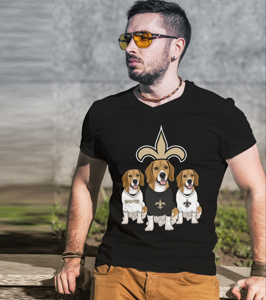 Saints Beagle Trio With Fleur-De-Lis T-Shirt