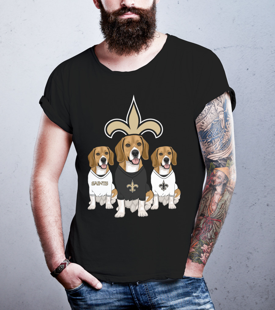 Saints Beagle Trio With Fleur-De-Lis T-Shirt