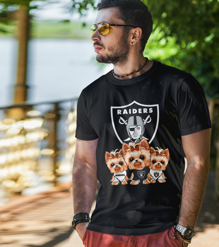 Yorkshire Terrier Dogs Las Vegas Raiders NFL Football Fa T-Shirt