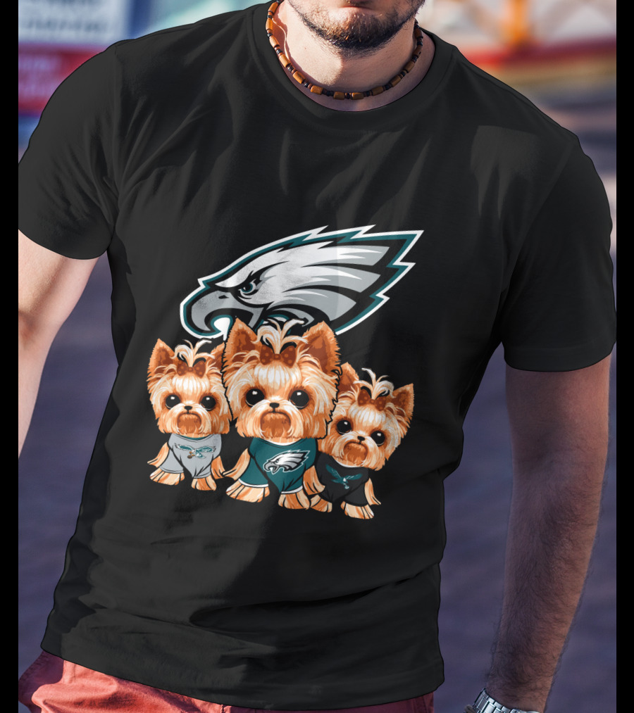 Philadelphia Eagles Yorkshire Terrier Puppy Trio T-Shirt