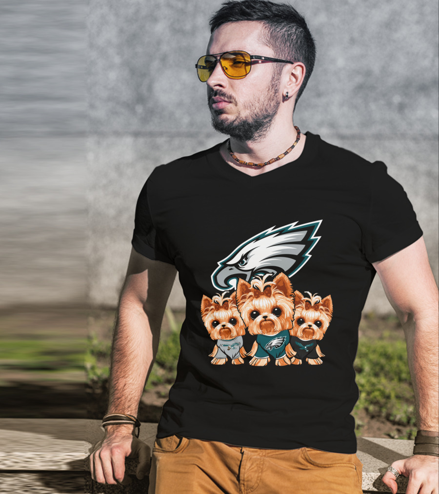 Philadelphia Eagles Yorkshire Terrier Puppy Trio T-Shirt