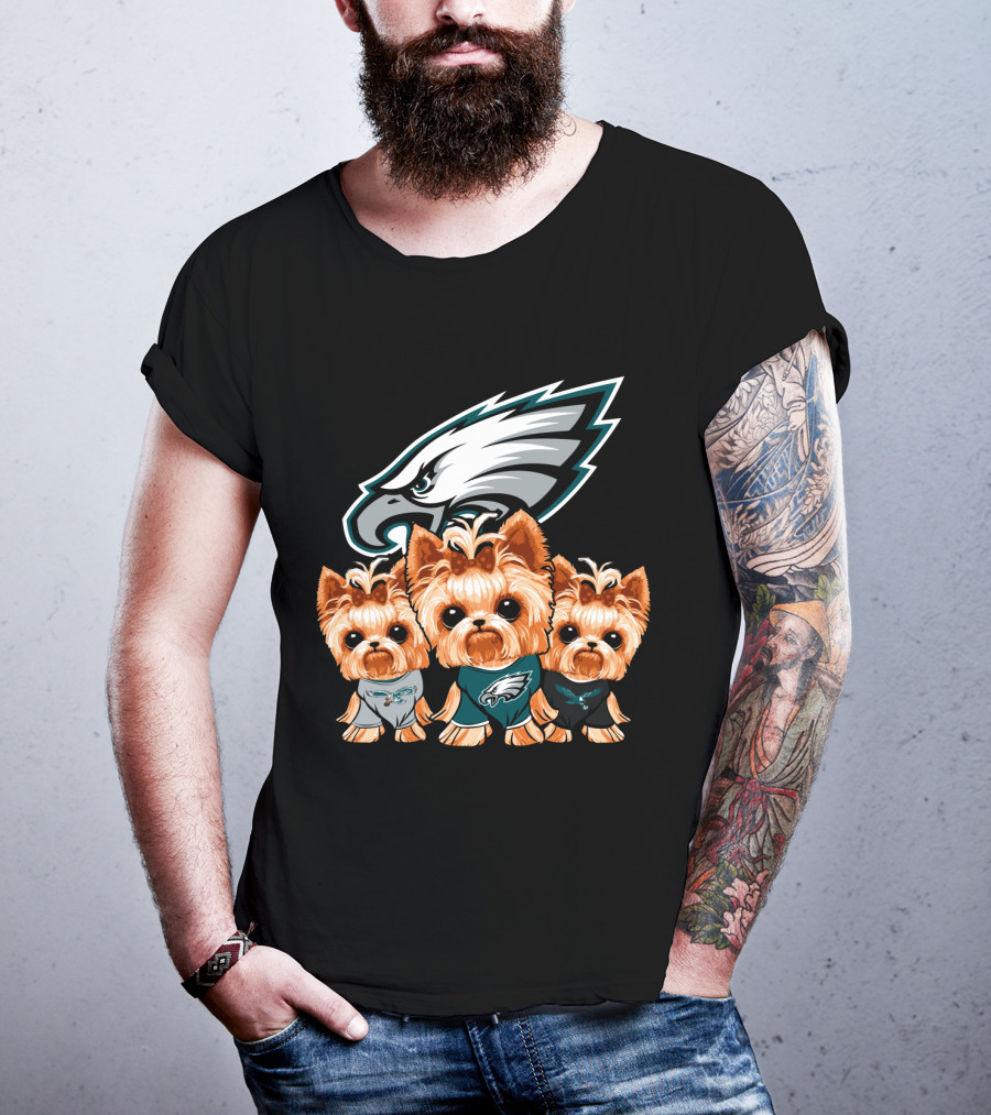 Philadelphia Eagles Yorkshire Terrier Puppy Trio T-Shirt