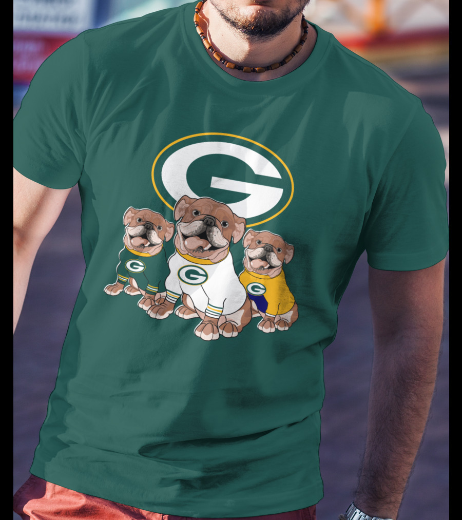Bulldogs Wearing Green Bay Packers Jerseys T-Shirt