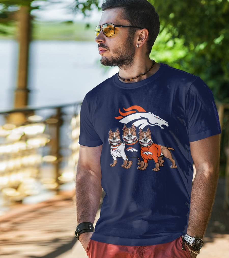 Denver Broncos With Pitbull T-Shirt