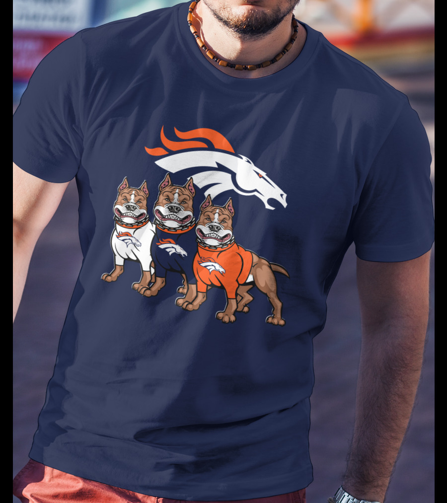 Denver Broncos With Pitbull T-Shirt