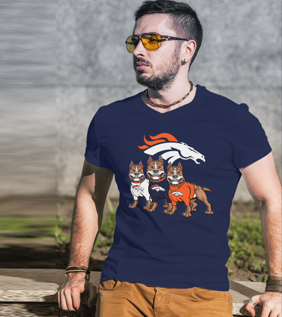 Denver Broncos With Pitbull T-Shirt
