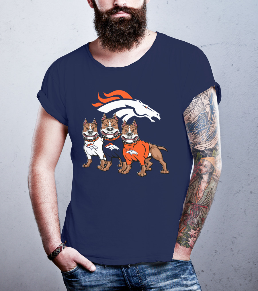 Denver Broncos With Pitbull T-Shirt