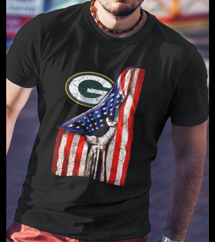 Patriotic Green Bay Packers American Flag Combination T-Shirt
