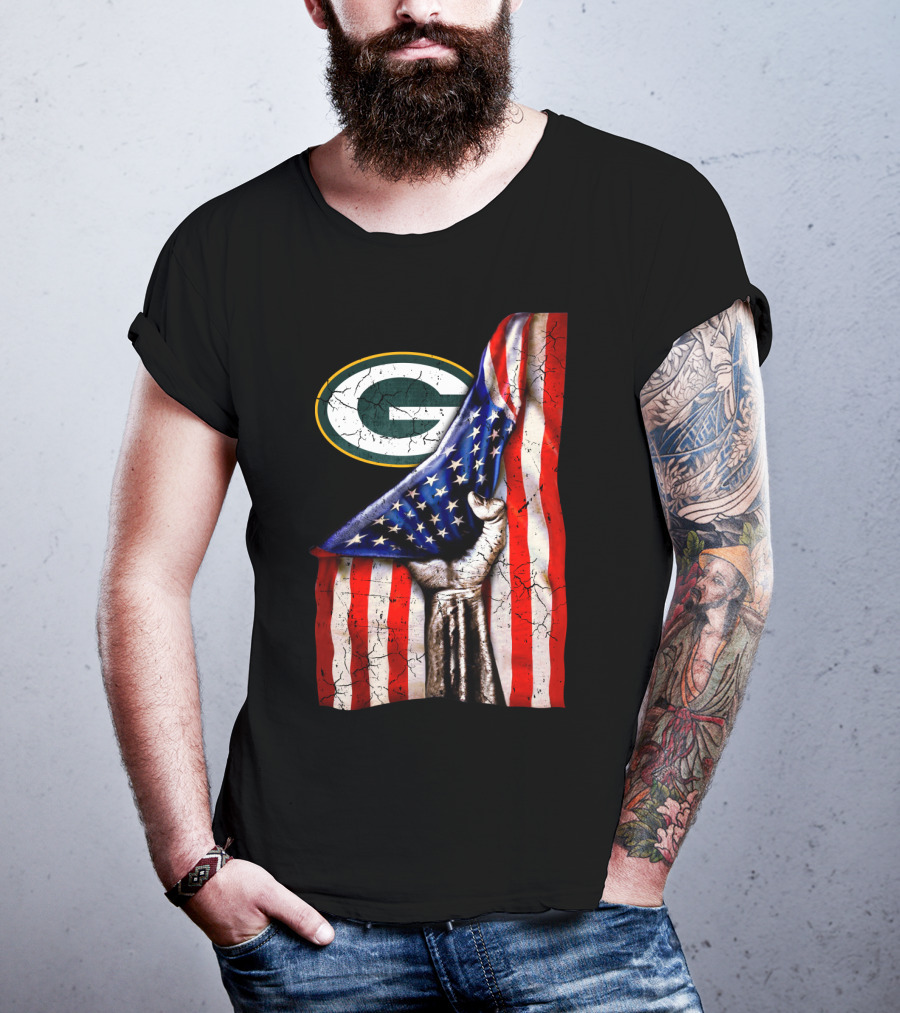 Patriotic Green Bay Packers American Flag Combination T-Shirt