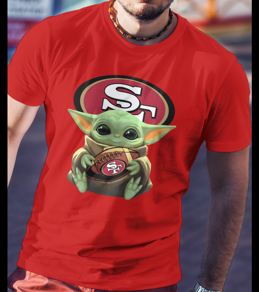 Baby Yoda Football 49ers Star Wars Crossover Fan T-Shirt