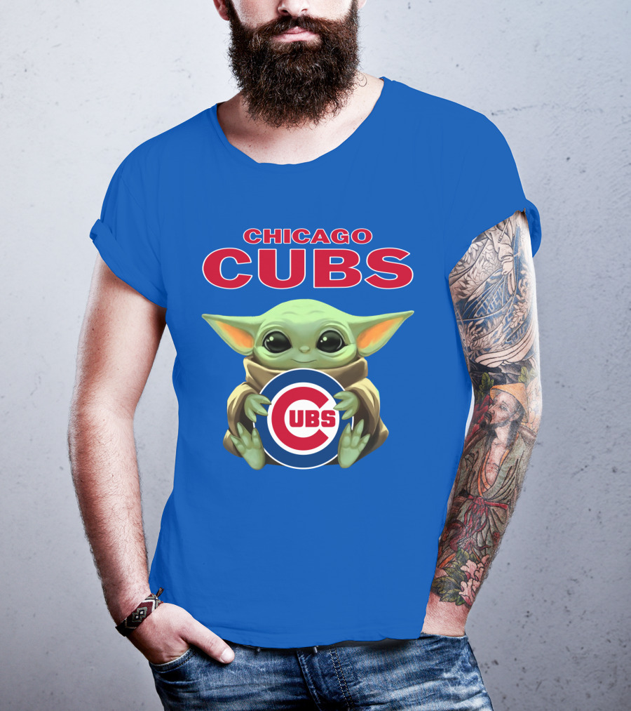 Chicago Cubs Baby Yoda Holding Cubs T-Shirt