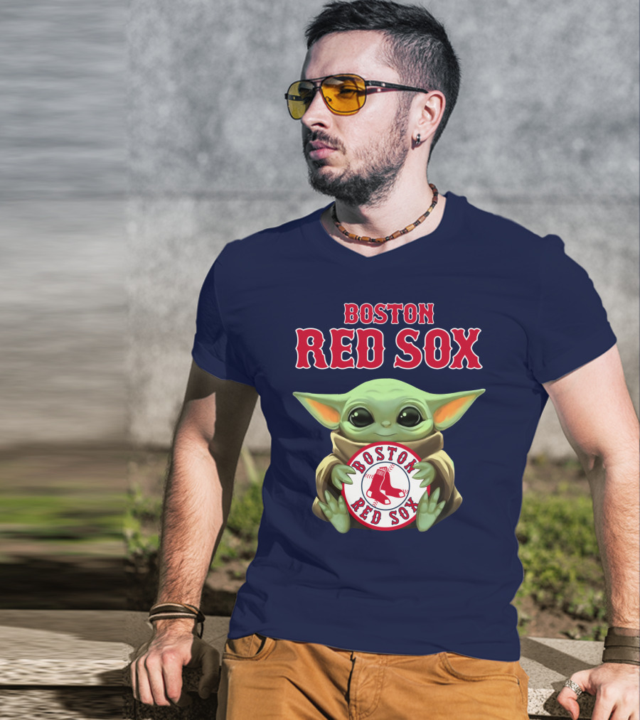 Boston Red Sox Baby Yoda Holding Baseball Team T-Shirt