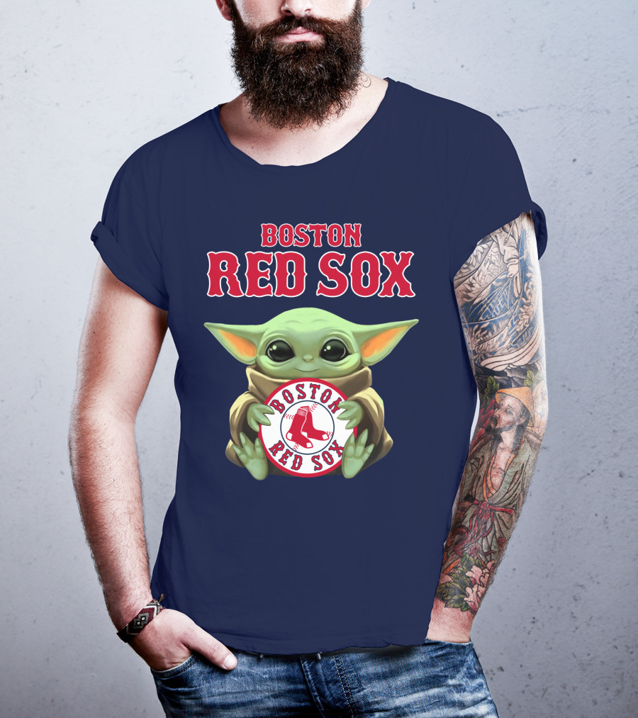 Boston Red Sox Baby Yoda Holding Baseball Team T-Shirt