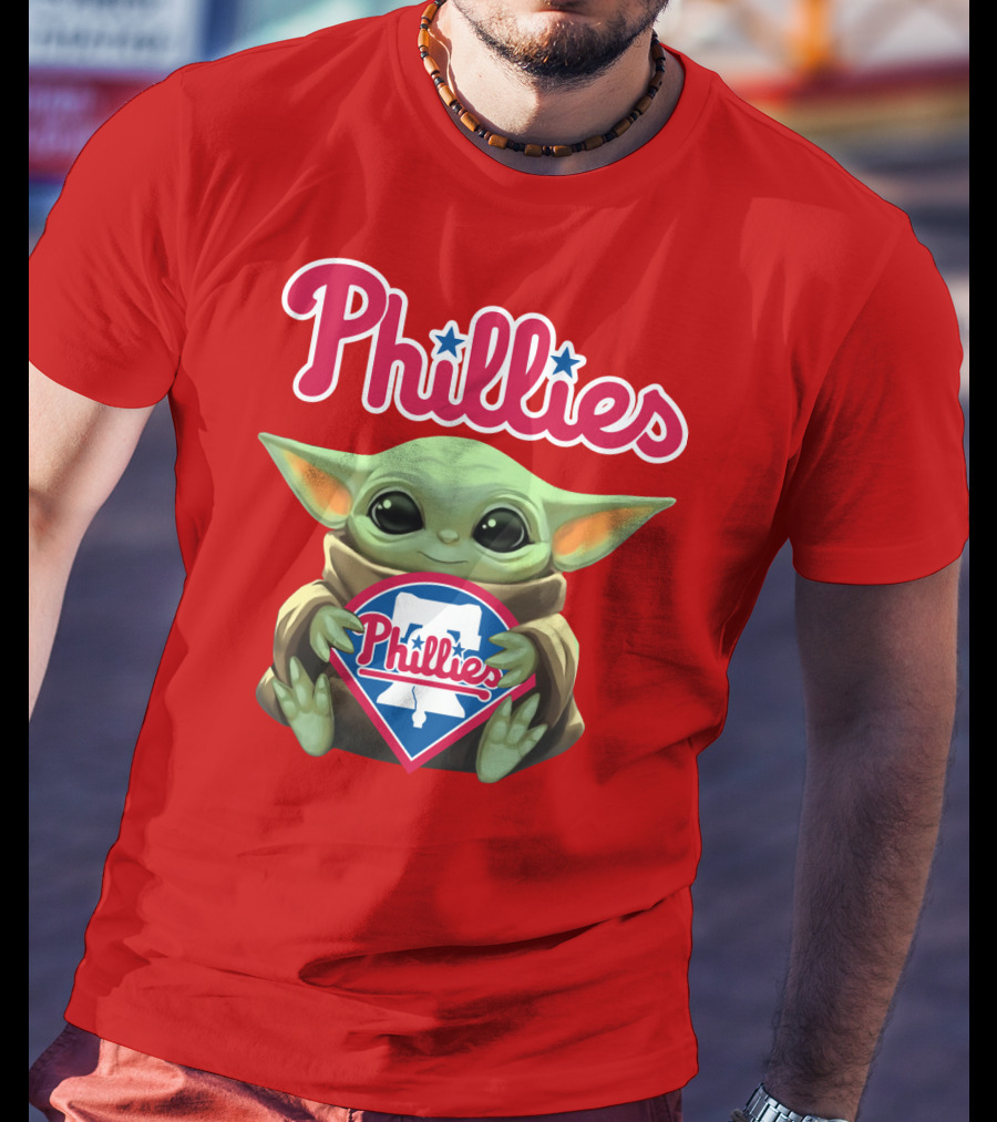 Phillies Baby Yoda Holding Phillies T-Shirt