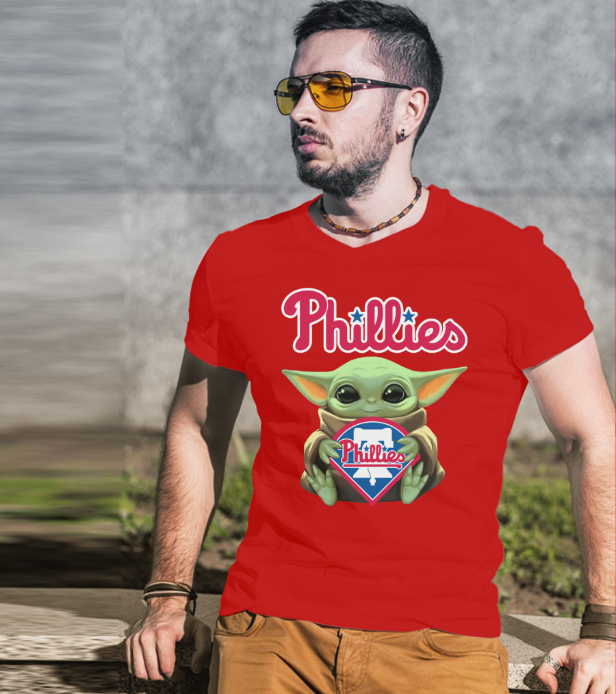 Phillies Baby Yoda Holding Phillies T-Shirt