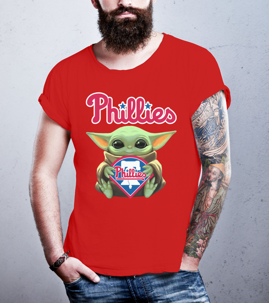Phillies Baby Yoda Holding Phillies T-Shirt