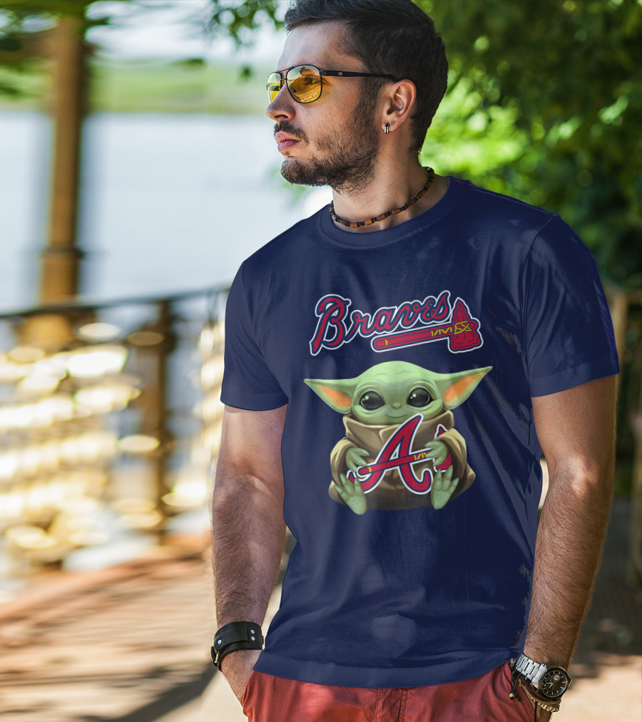 Braves BabyYoda Holding Atlanta Braves T-Shirt
