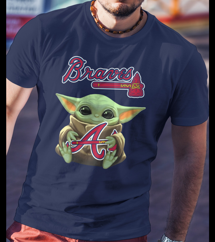Braves BabyYoda Holding Atlanta Braves T-Shirt