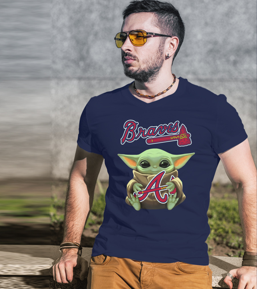 Braves BabyYoda Holding Atlanta Braves T-Shirt