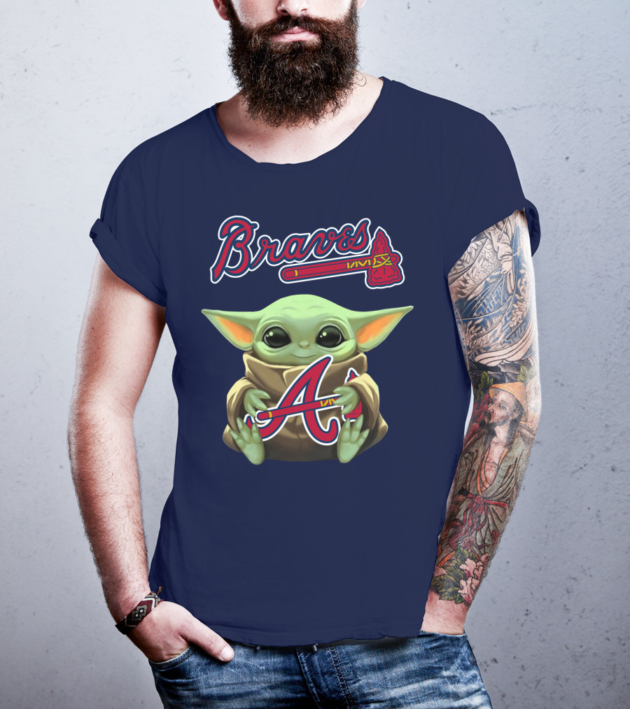 Braves BabyYoda Holding Atlanta Braves T-Shirt