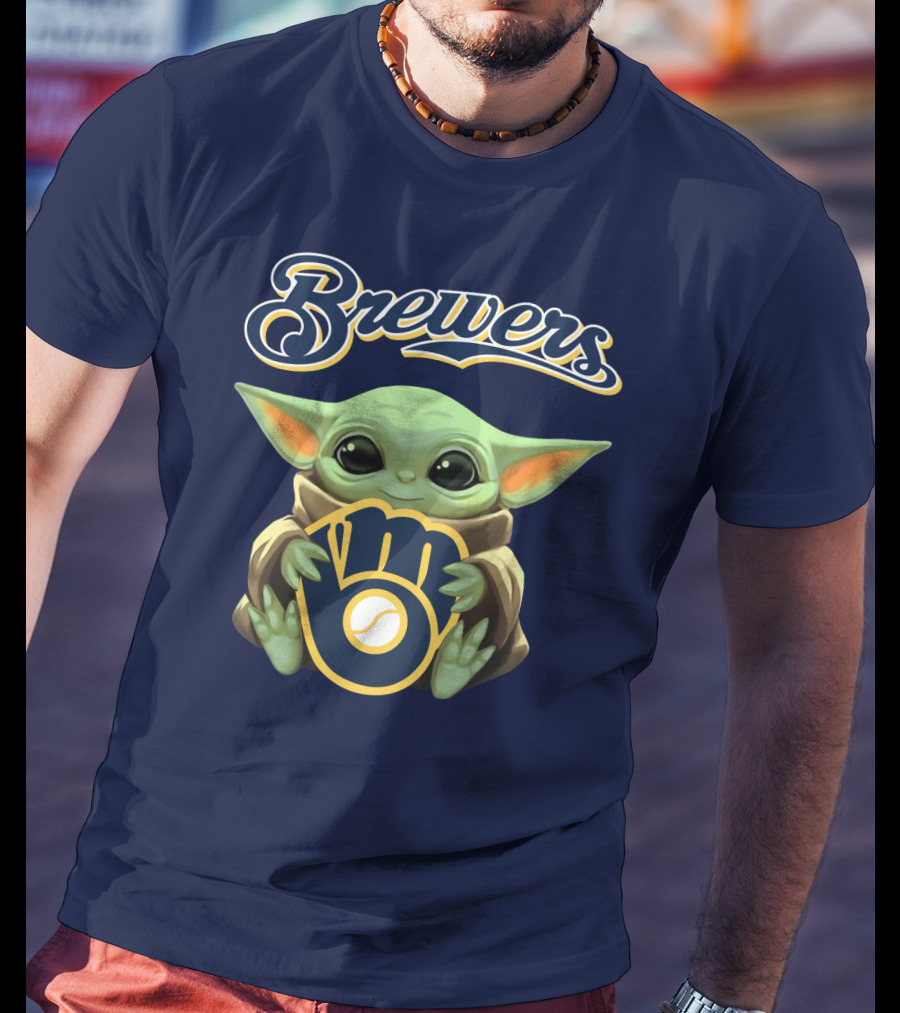 Brewers Baby Yoda Holding Milwaukee T-Shirt