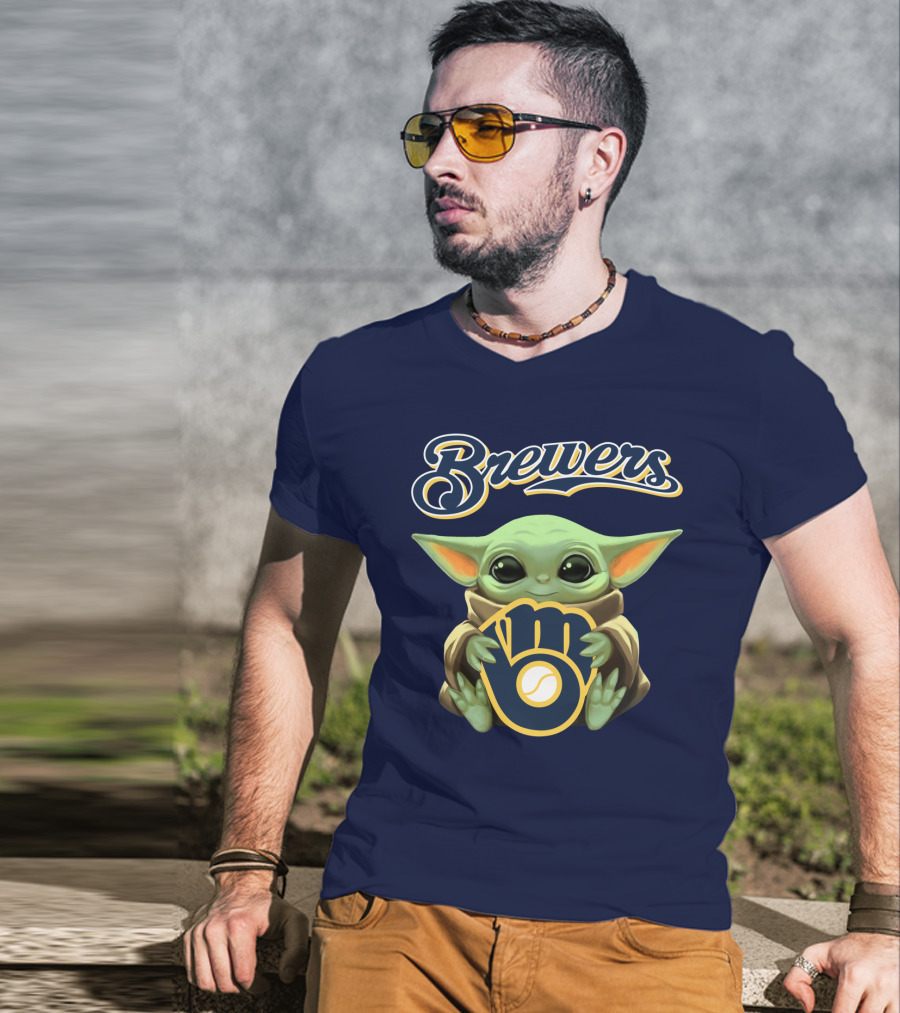 Brewers Baby Yoda Holding Milwaukee T-Shirt