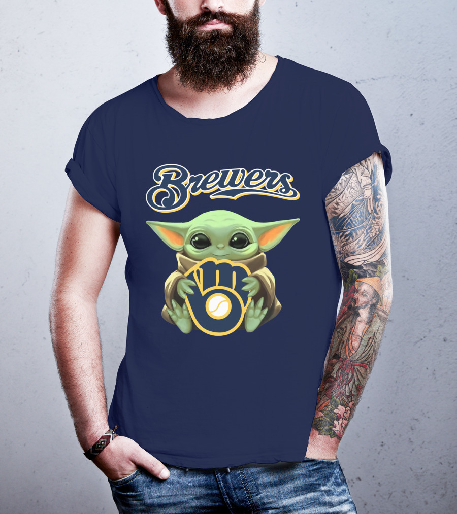 Brewers Baby Yoda Holding Milwaukee T-Shirt