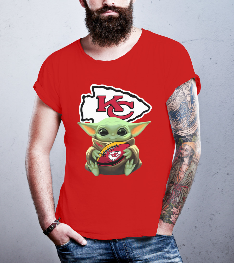 Baby Yoda Kc Chiefs Football Fan T-Shirt