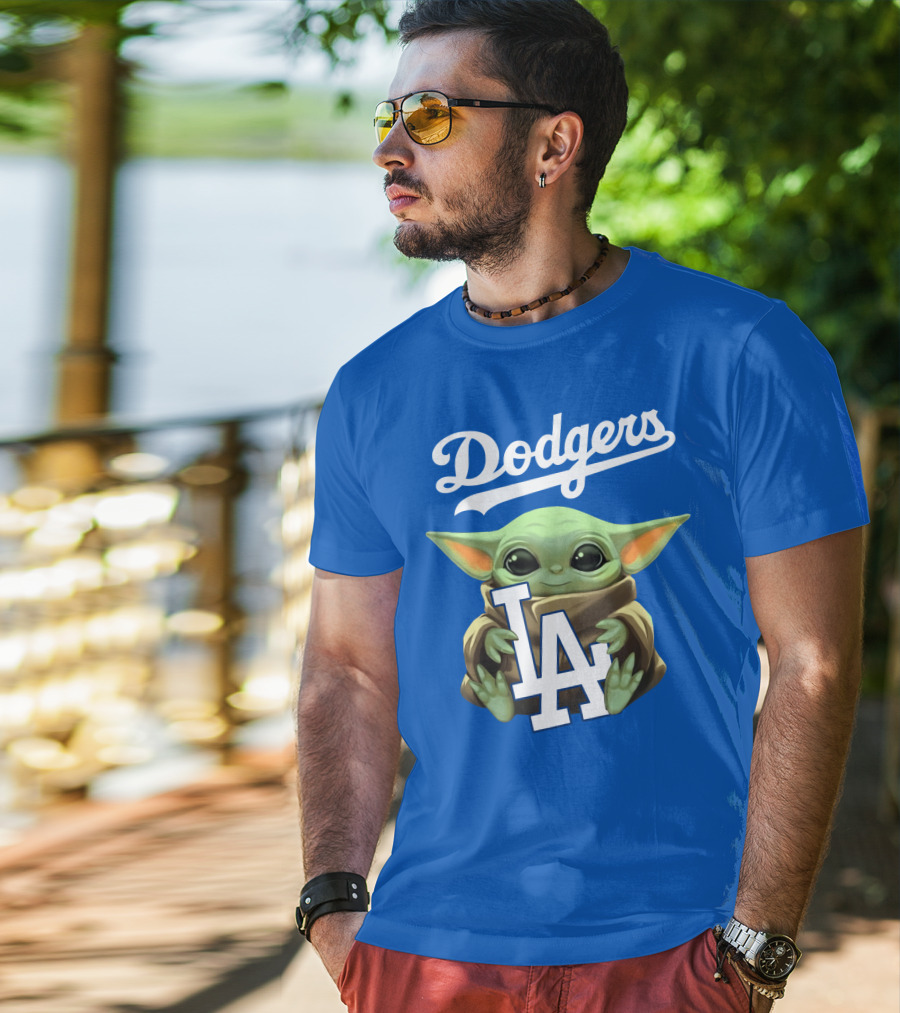 Dodgers Baby Yoda Holding La Team T-Shirt
