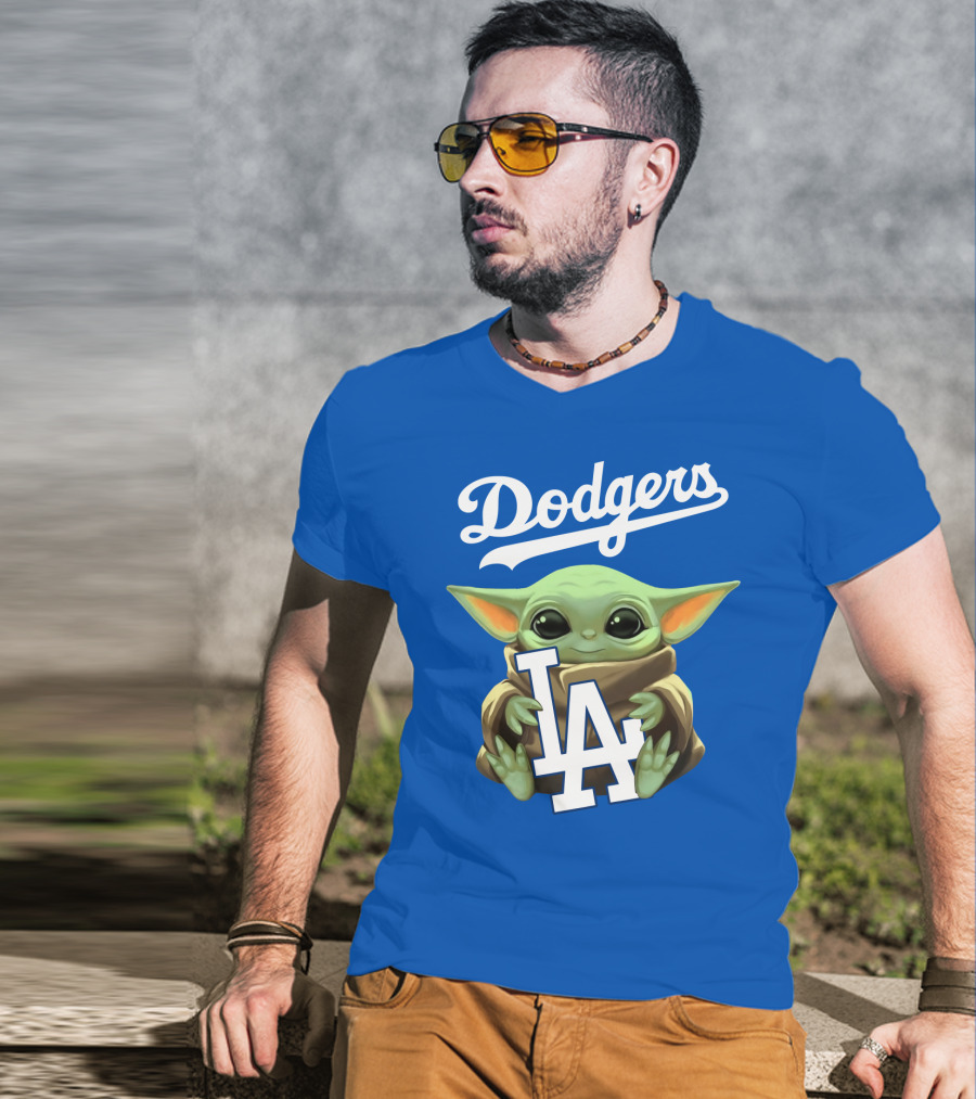 Dodgers Baby Yoda Holding La Team T-Shirt