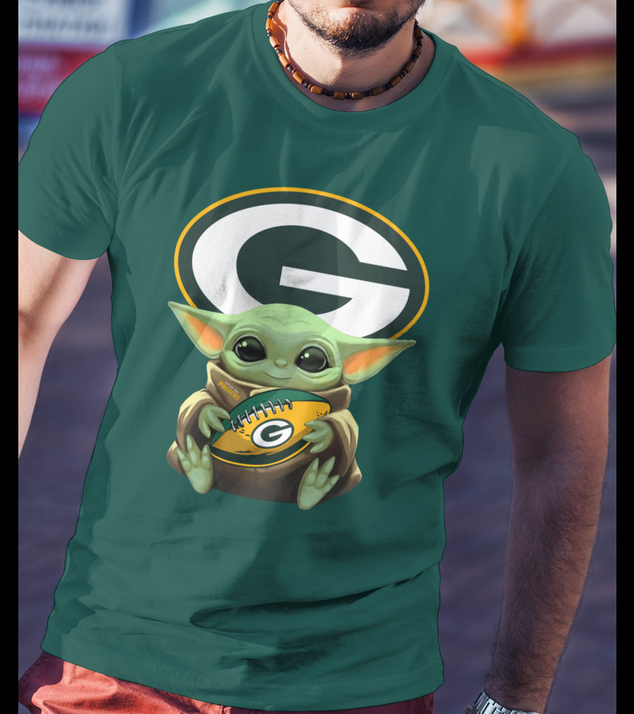 Baby Yoda Green Bay Packers Football Fan T-Shirt