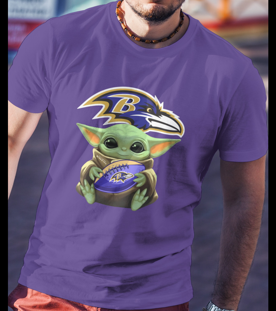 Baltimore Ravens Baby Yoda Football Fan T-Shirt