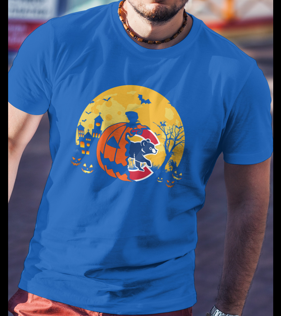 Chicago Cubs Halloween Full Moon T-Shirt