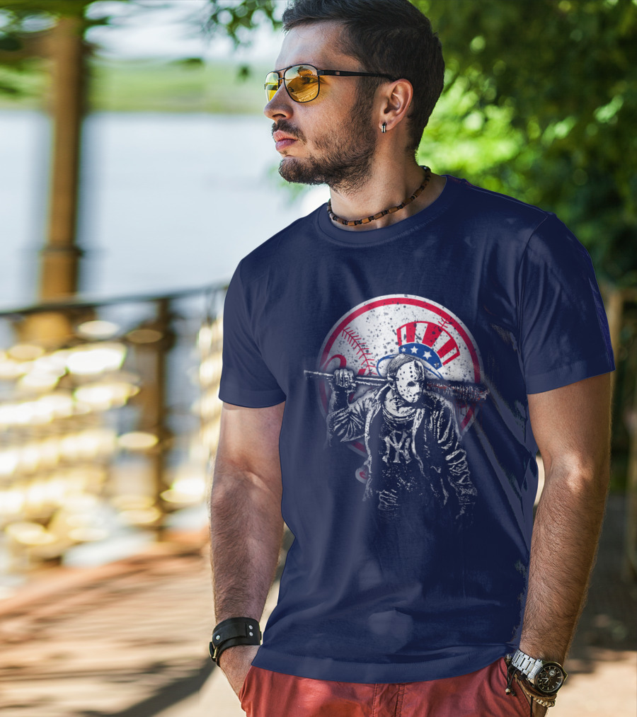 New York Baseball Icon With Mask And Bat T-Shirt