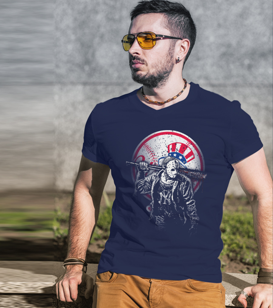 New York Baseball Icon With Mask And Bat T-Shirt