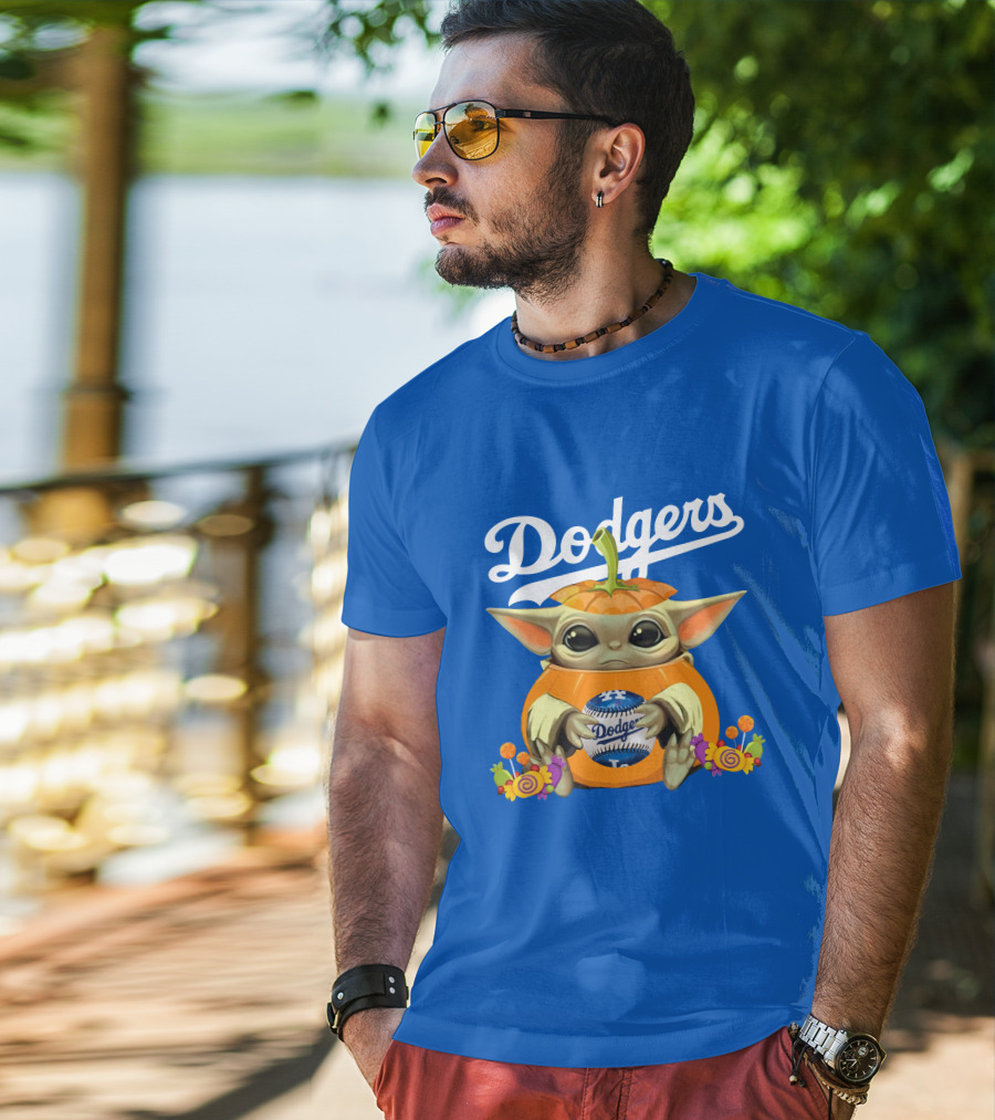 Dodgers Baby Yoda Pumpkin Halloween T-Shirt