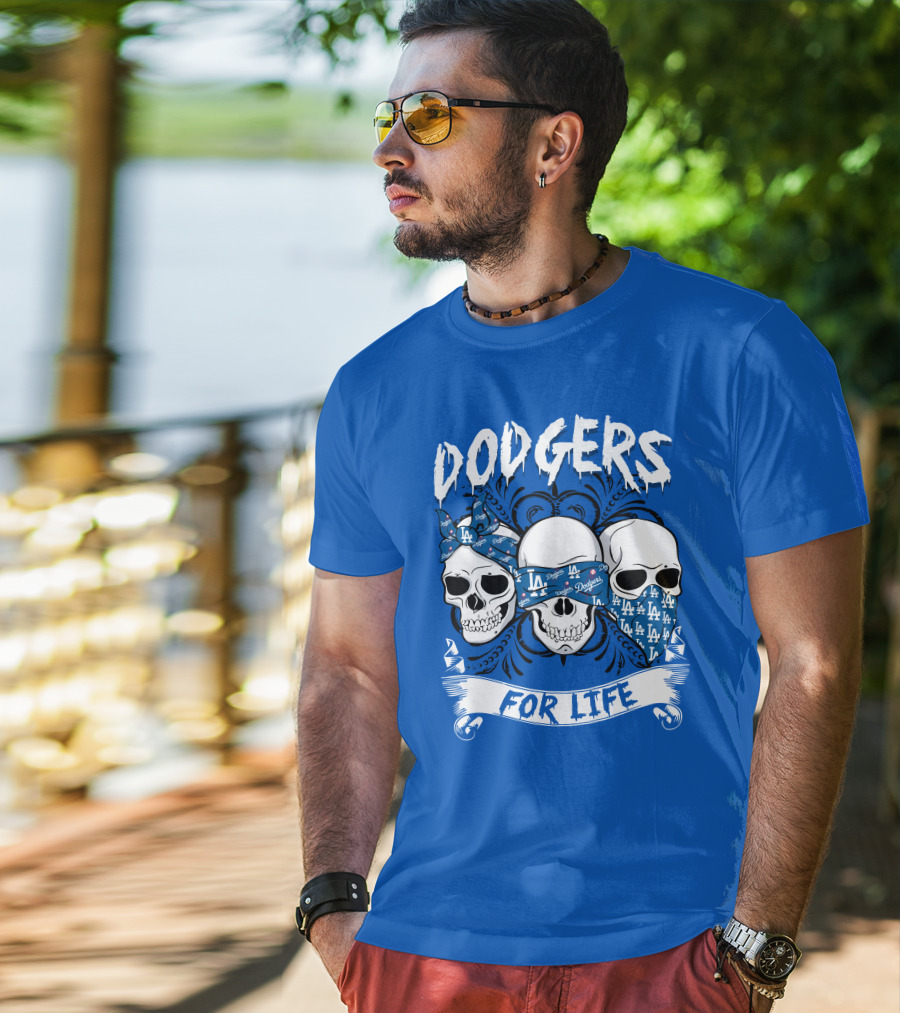 Dodgers For Life La Skulls Bandana T-Shirt