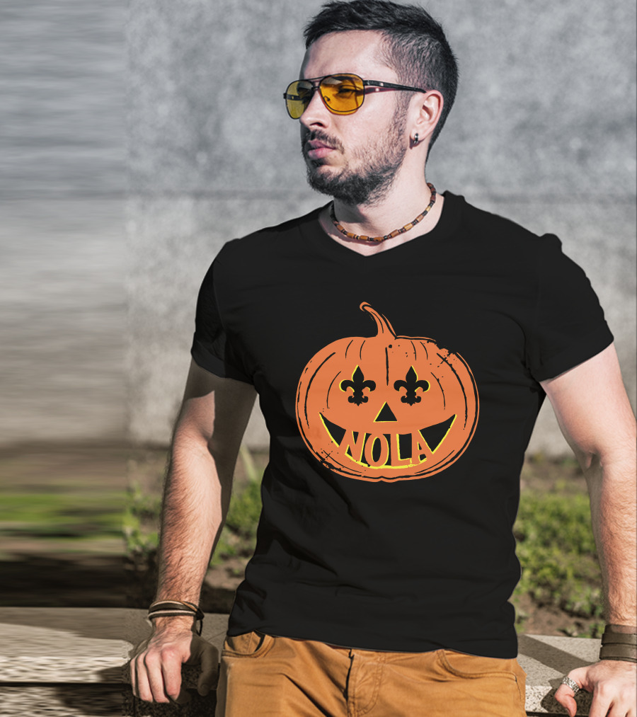 Nola Pumpkin Fleur-De-Lis Halloween T-Shirt